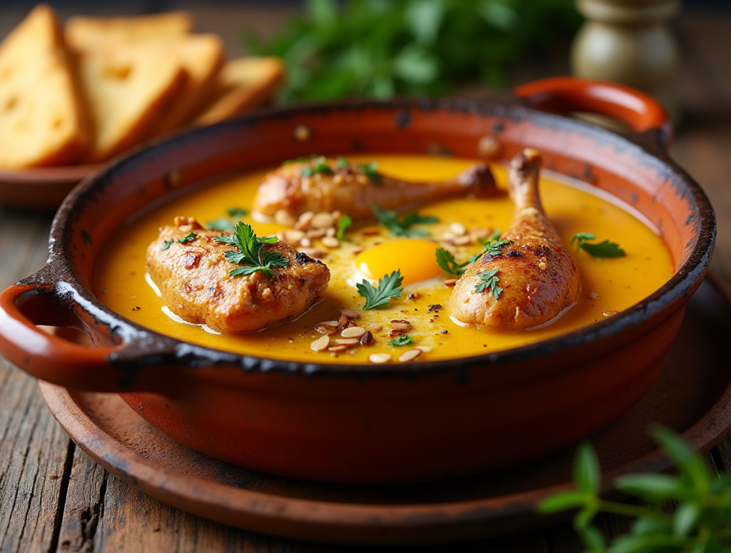 Pollo de corral pepitoria